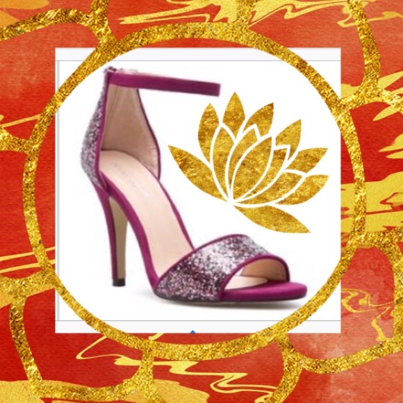 Glitter Ruby Faux Suede Heeled Sandals - Picture 8 of 8